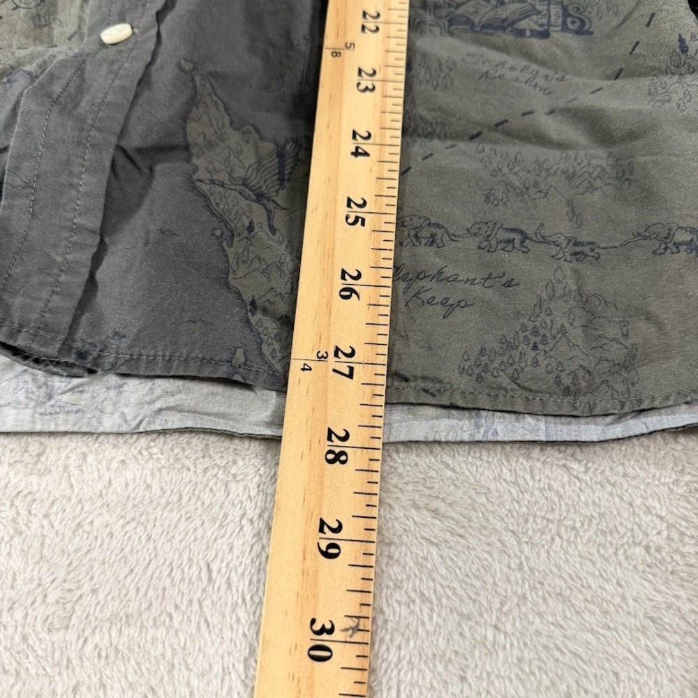 Banana Republic Organic Cotton Shirt Men Medium Standard Fit Green Treasure Map - Picture 5 of 8